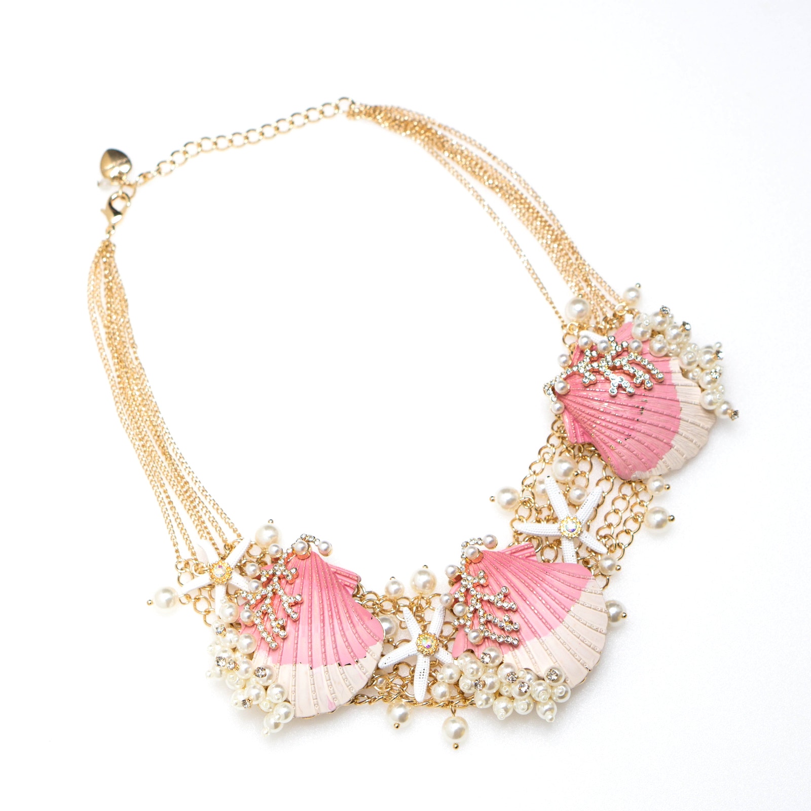 Betsey Johnson Mermaid Ombre Sea Shell & Pearl Statement Frontal Necklace